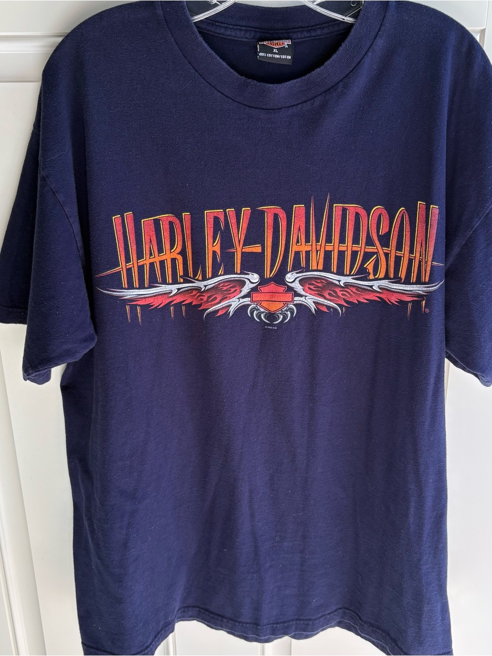 Vintage Harley-Davidson New Bern N.C. Graphic Dark Blue Biker Tee Size-XL
